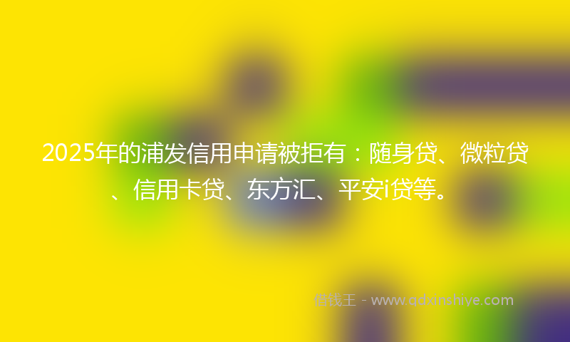 2025年的浦发信用申请被拒有：随身贷、微粒贷、信用卡贷、东方汇、平安i贷等。