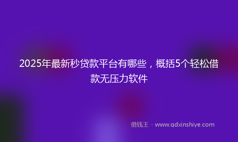 2025年最新秒贷款平台有哪些，概括5个轻松借款无压力软件