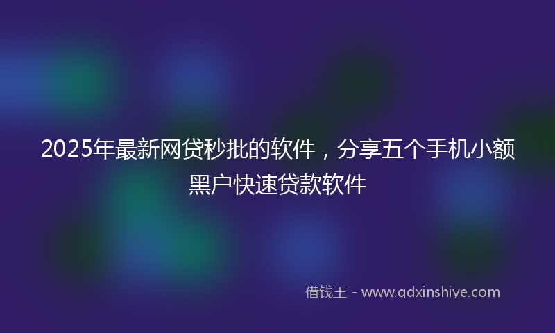 2025年最新网贷秒批的软件，分享五个手机小额黑户快速贷款软件