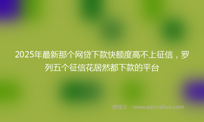 2025年最新那个网贷下款快额度高不上征信，罗列五个征信花居然都下款的平台