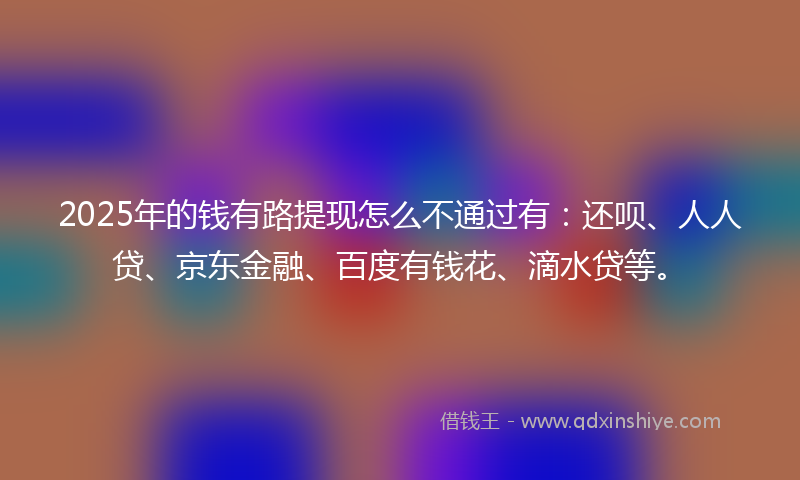 2025年的钱有路提现怎么不通过有：还呗、人人贷、京东金融、百度有钱花、滴水贷等。