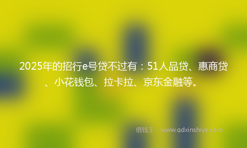2025年的招行e号贷不过有：51人品贷、惠商贷、小花钱包、拉卡拉、京东金融等。