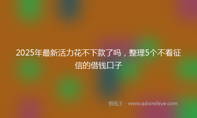 2025年最新活力花不下款了吗，整理5个不看征信的借钱口子
