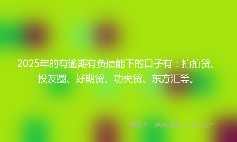2025年的有逾期有负债能下的口子有：拍拍贷、投友圈、好期贷、功夫贷、东方汇等。
