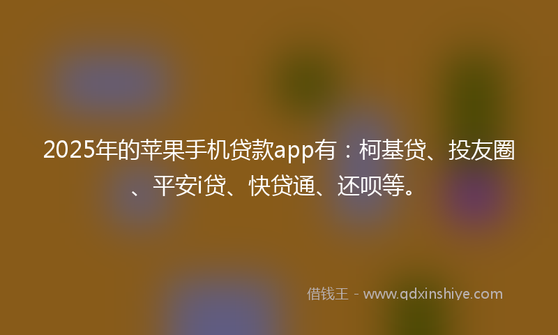 2025年的苹果手机贷款app有：柯基贷、投友圈、平安i贷、快贷通、还呗等。