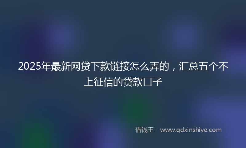 2025年最新网贷下款链接怎么弄的，汇总五个不上征信的贷款口子