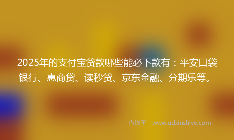 2025年的支付宝贷款哪些能必下款有：平安口袋银行、惠商贷、读秒贷、京东金融、分期乐等。