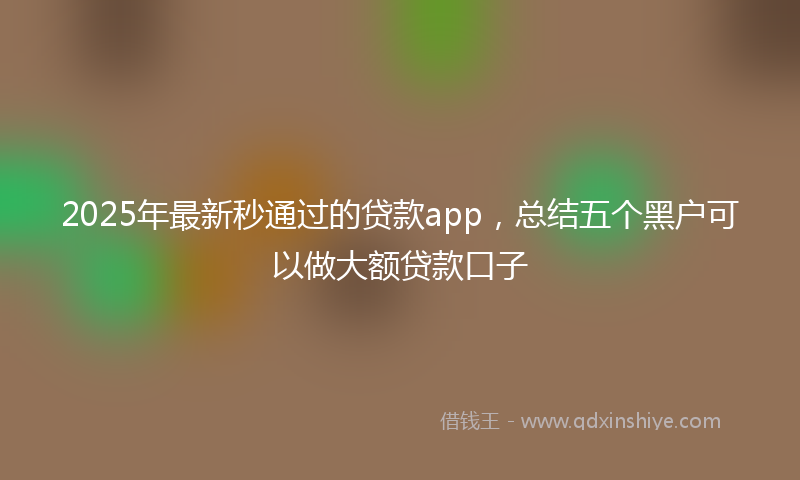 2025年最新秒通过的贷款app，总结五个黑户可以做大额贷款口子