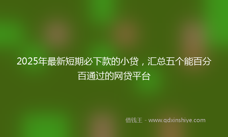 2025年最新短期必下款的小贷，汇总五个能百分百通过的网贷平台