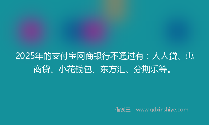 2025年的支付宝网商银行不通过有：人人贷、惠商贷、小花钱包、东方汇、分期乐等。