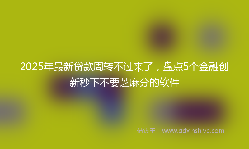 2025年最新贷款周转不过来了，盘点5个金融创新秒下不要芝麻分的软件