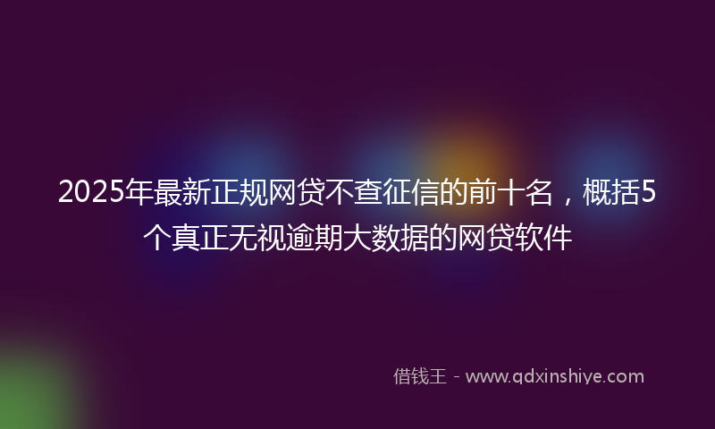 2025年最新正规网贷不查征信的前十名，概括5个真正无视逾期大数据的网贷软件