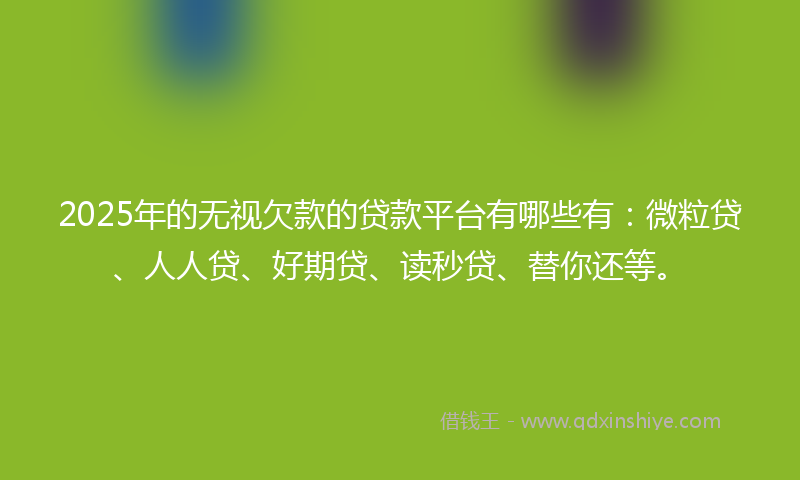 2025年的无视欠款的贷款平台有哪些有：微粒贷、人人贷、好期贷、读秒贷、替你还等。