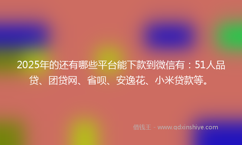 2025年的还有哪些平台能下款到微信有：51人品贷、团贷网、省呗、安逸花、小米贷款等。