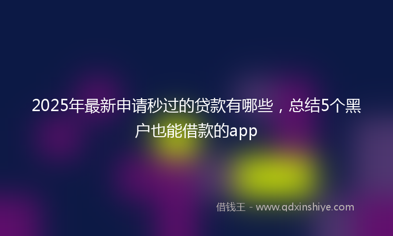 2025年最新申请秒过的贷款有哪些，总结5个黑户也能借款的app