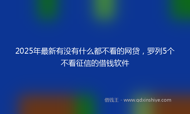 2025年最新有没有什么都不看的网贷，罗列5个不看征信的借钱软件