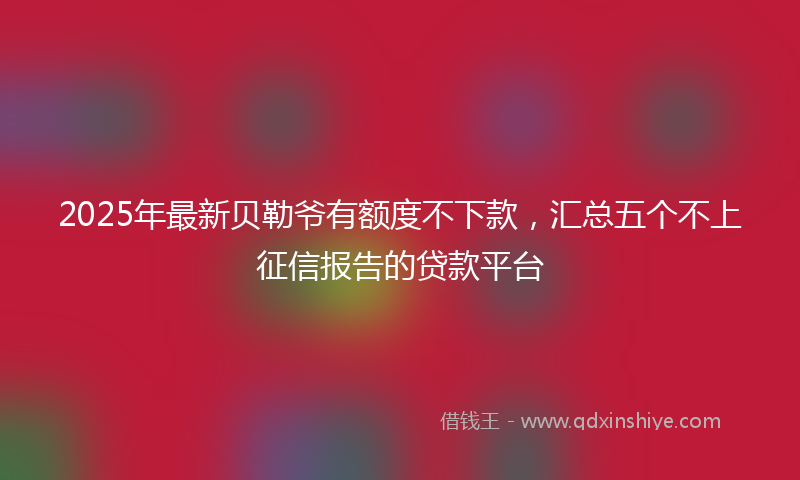 2025年最新贝勒爷有额度不下款，汇总五个不上征信报告的贷款平台