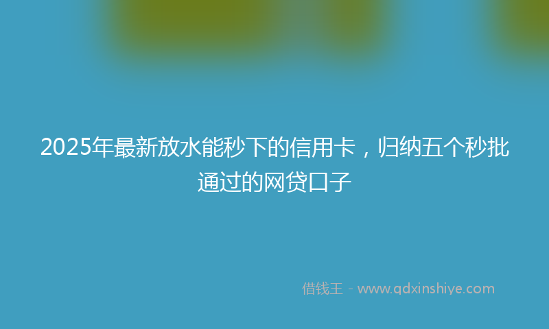 2025年最新放水能秒下的信用卡，归纳五个秒批通过的网贷口子