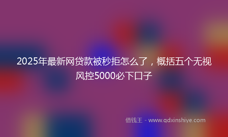 2025年最新网贷款被秒拒怎么了，概括五个无视风控5000必下口子