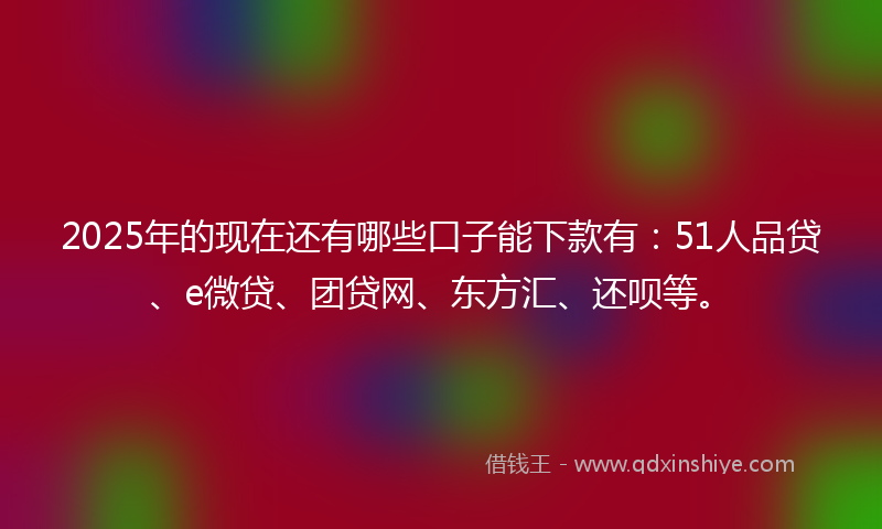 2025年的现在还有哪些口子能下款有：51人品贷、e微贷、团贷网、东方汇、还呗等。