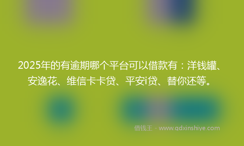 2025年的有逾期哪个平台可以借款有：洋钱罐、安逸花、维信卡卡贷、平安i贷、替你还等。