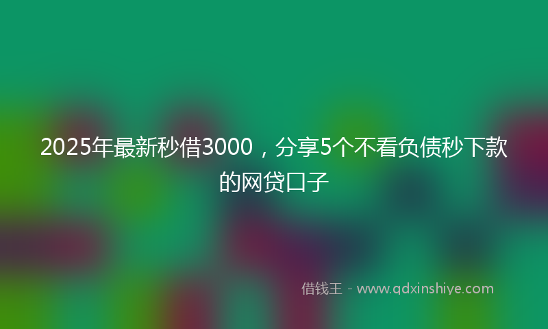 2025年最新秒借3000，分享5个不看负债秒下款的网贷口子