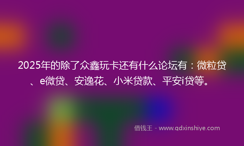 2025年的除了众鑫玩卡还有什么论坛有：微粒贷、e微贷、安逸花、小米贷款、平安i贷等。