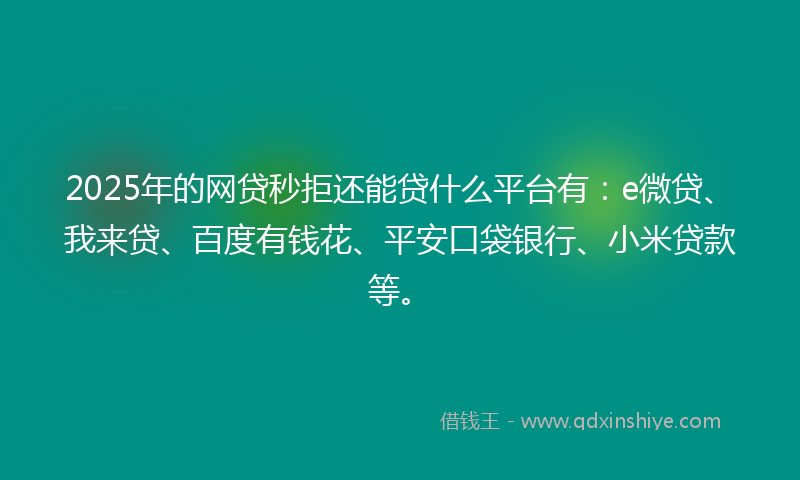 2025年的网贷秒拒还能贷什么平台有：e微贷、我来贷、百度有钱花、平安口袋银行、小米贷款等。