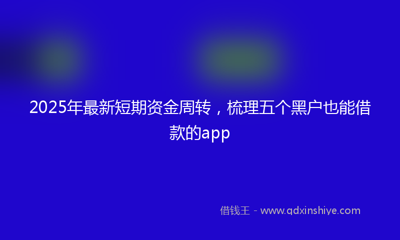 2025年最新短期资金周转，梳理五个黑户也能借款的app