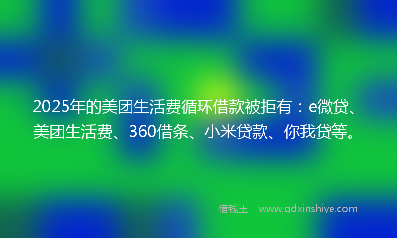 2025年的美团生活费循环借款被拒有：e微贷、美团生活费、360借条、小米贷款、你我贷等。