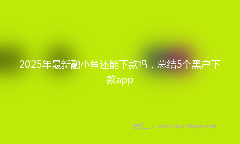 2025年最新融小鱼还能下款吗，总结5个黑户下款app