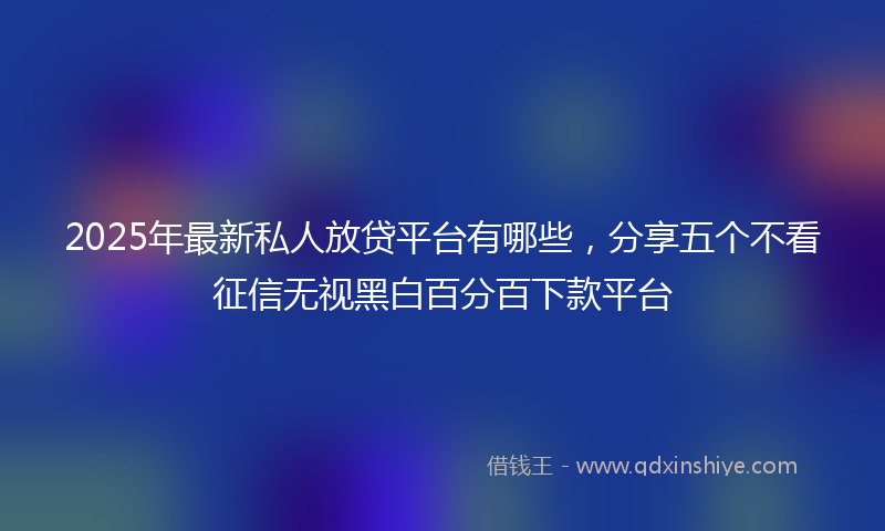 2025年最新私人放贷平台有哪些，分享五个不看征信无视黑白百分百下款平台