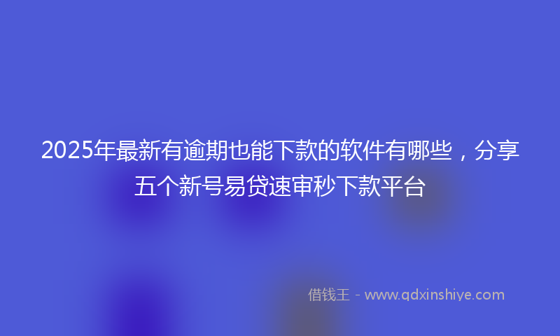 2025年最新有逾期也能下款的软件有哪些，分享五个新号易贷速审秒下款平台