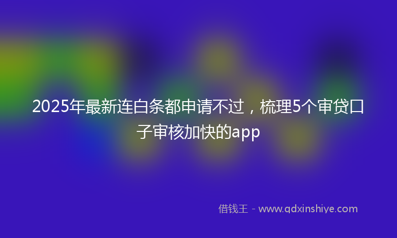 2025年最新连白条都申请不过，梳理5个审贷口子审核加快的app