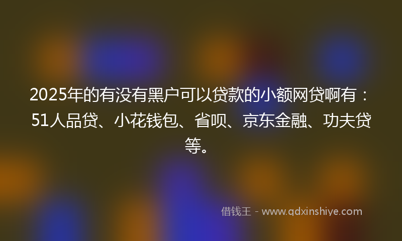 2025年的有没有黑户可以贷款的小额网贷啊有：51人品贷、小花钱包、省呗、京东金融、功夫贷等。