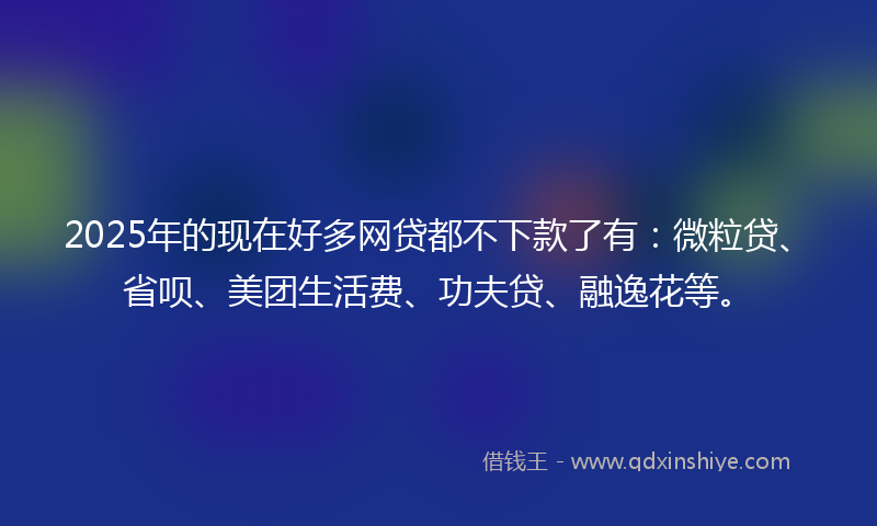 2025年的现在好多网贷都不下款了有：微粒贷、省呗、美团生活费、功夫贷、融逸花等。