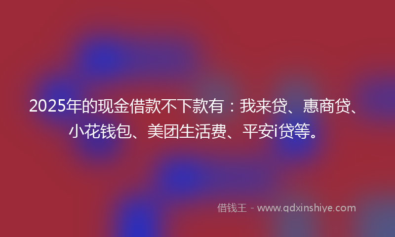 2025年的现金借款不下款有：我来贷、惠商贷、小花钱包、美团生活费、平安i贷等。