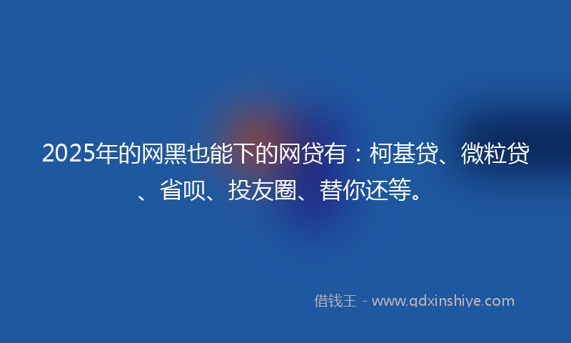 2025年的网黑也能下的网贷有：柯基贷、微粒贷、省呗、投友圈、替你还等。