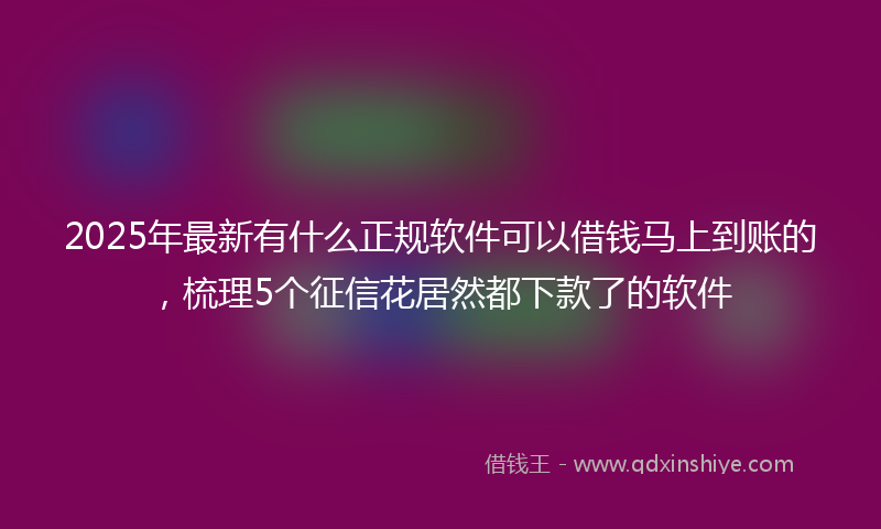 2025年最新有什么正规软件可以借钱马上到账的，梳理5个征信花居然都下款了的软件