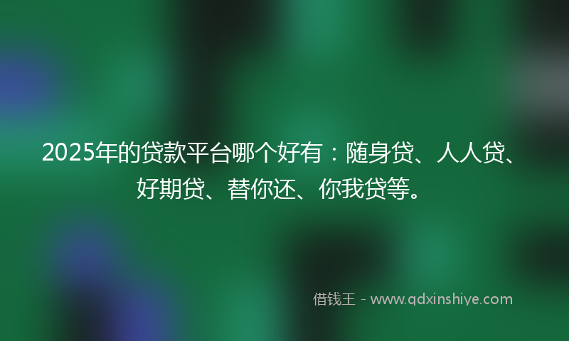 2025年的贷款平台哪个好有：随身贷、人人贷、好期贷、替你还、你我贷等。