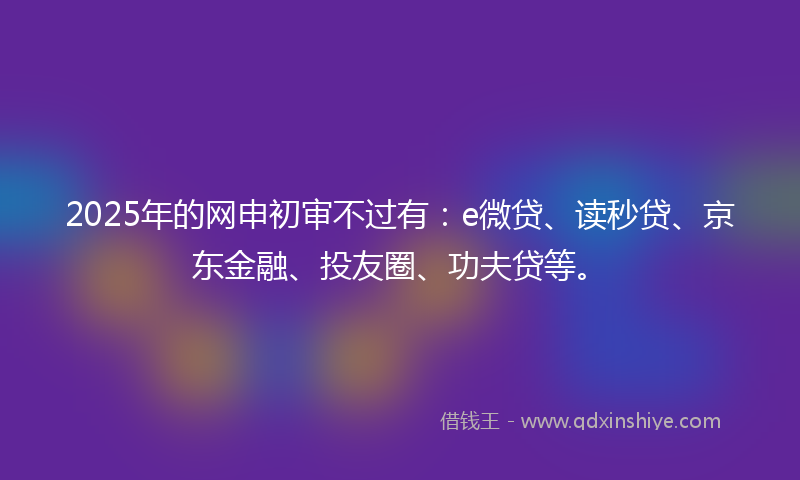 2025年的网申初审不过有：e微贷、读秒贷、京东金融、投友圈、功夫贷等。