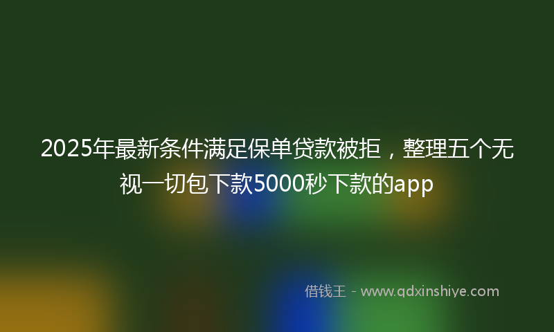 2025年最新条件满足保单贷款被拒，整理五个无视一切包下款5000秒下款的app