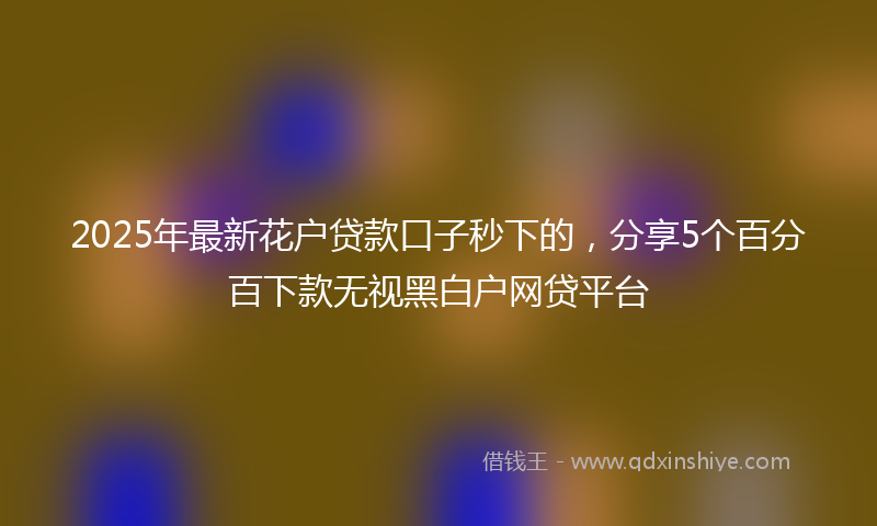 2025年最新花户贷款口子秒下的，分享5个百分百下款无视黑白户网贷平台