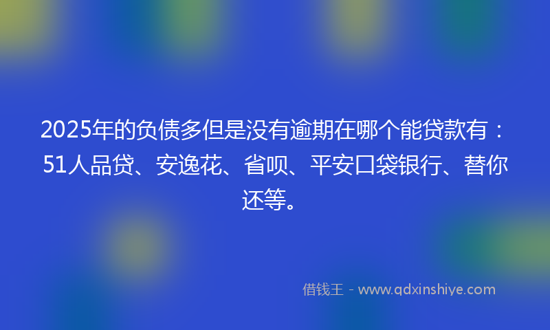 2025年的负债多但是没有逾期在哪个能贷款有：51人品贷、安逸花、省呗、平安口袋银行、替你还等。
