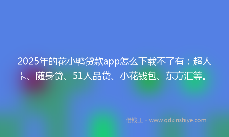 2025年的花小鸭贷款app怎么下载不了有：超人卡、随身贷、51人品贷、小花钱包、东方汇等。