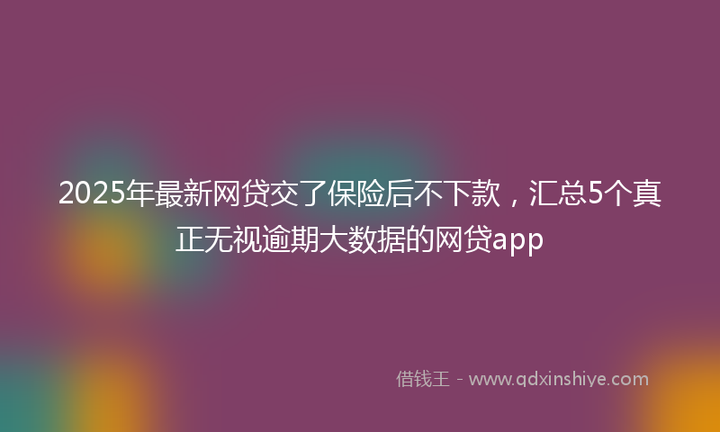 2025年最新网贷交了保险后不下款，汇总5个真正无视逾期大数据的网贷app