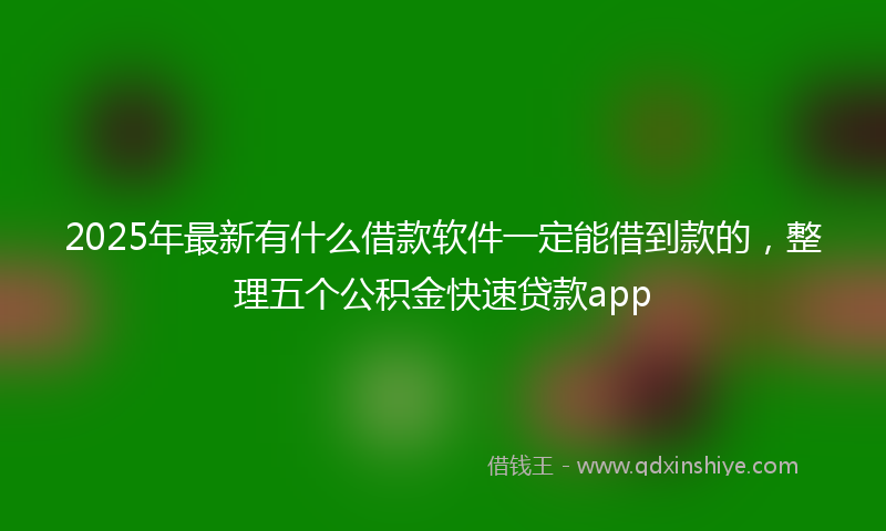 2025年最新有什么借款软件一定能借到款的，整理五个公积金快速贷款app