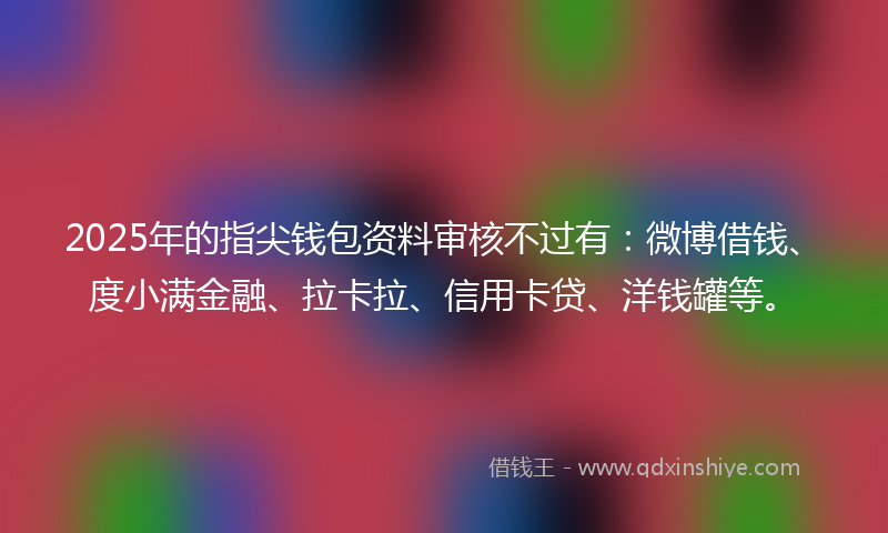 2025年的指尖钱包资料审核不过有：微博借钱、度小满金融、拉卡拉、信用卡贷、洋钱罐等。