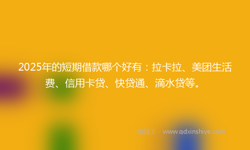 2025年的短期借款哪个好有：拉卡拉、美团生活费、信用卡贷、快贷通、滴水贷等。