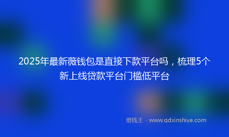 2025年最新薇钱包是直接下款平台吗，梳理5个新上线贷款平台门槛低平台